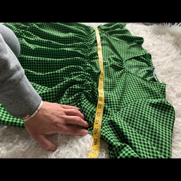 Topshop Maternity Gingham tiered Blouse- Size 12 L Black Green Check - Picture 5 of 7